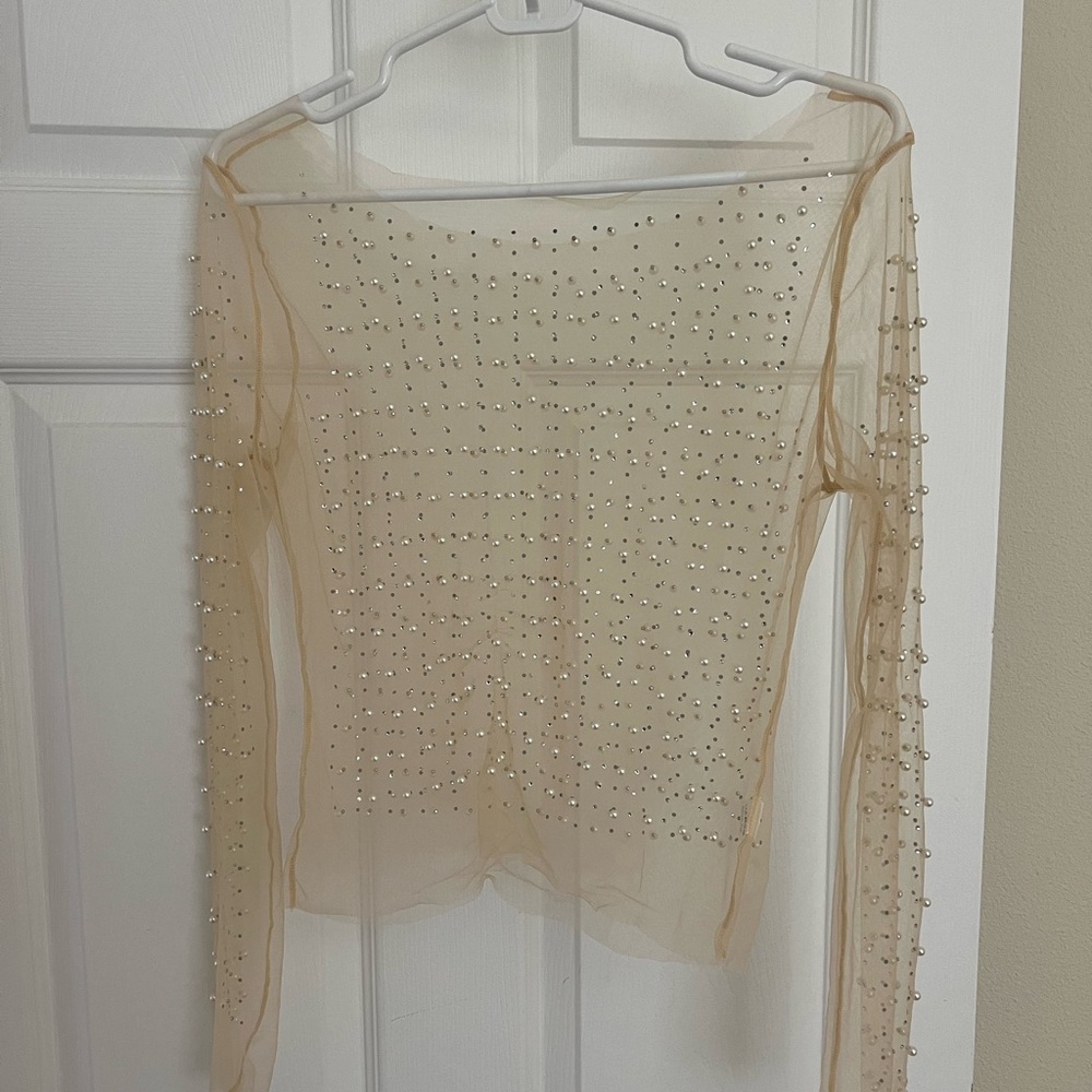 Sheer beaded shirt